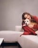 Drew Barrymore and her rescue dog Douglas team up with Ring for the "Ring Pet Portraits" campaign, raising funds for animal shelters. *MANDATORY BYLINE - MUST CREDIT: Willie Petersen/Courtesy of Ring/Mega