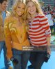 Jessica Simpson and Drew Barrymore during MTV's "TRL" at Super Bowl